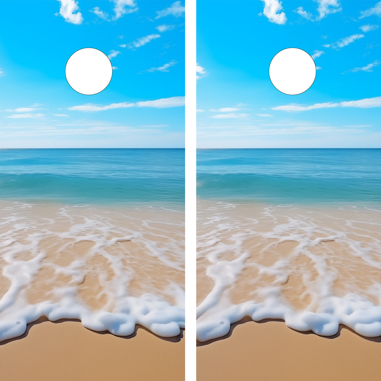 BEACH SCENE CORNHOLE BOARD BOARDS / SKIN - DESIGN 1 / Set