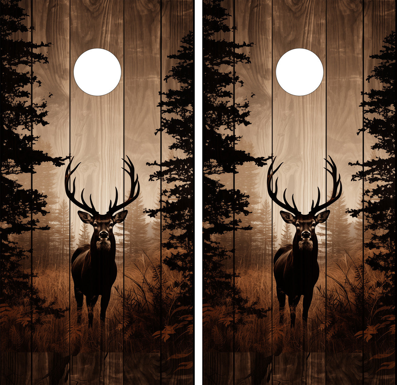 DEER IN THE WOODS CORNHOLE BOARDS / CORNHOLE SET- DESIGN 20 / Set
