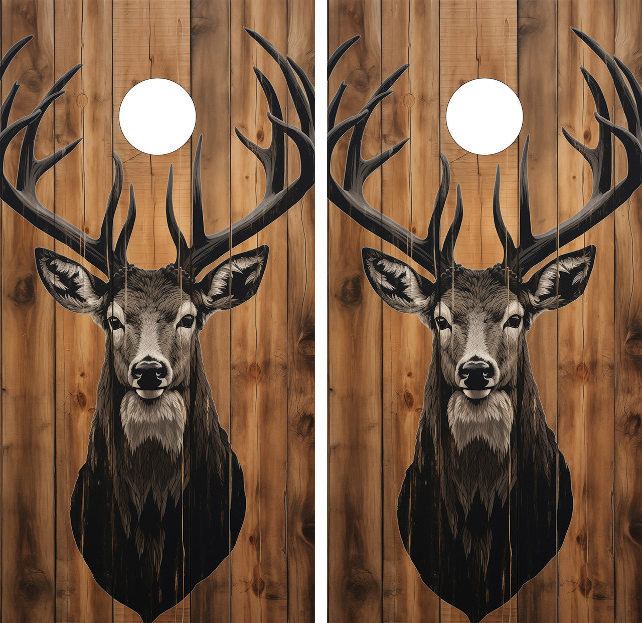 DEER WOOD GRAIN CORNHOLE BOARDS / CORNHOLE SET- DESIGN 17 / Set