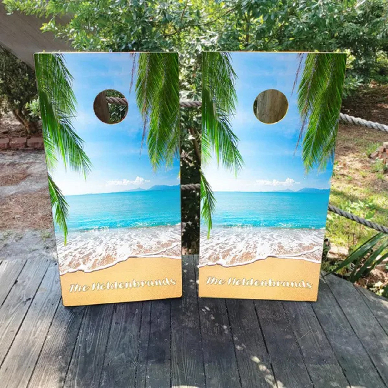 BEACH WEDDING CORNHOLE BOARDS / SET- DESIGN 2 / Set