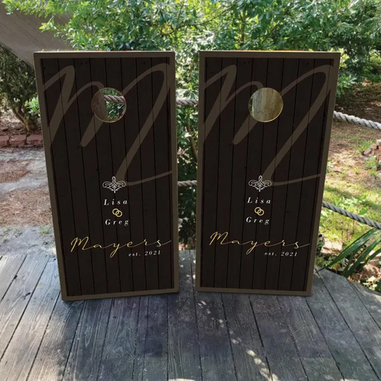 CUSTOM WEDDING CORNHOLE BOARDS / SET- DESIGN 1 / Set