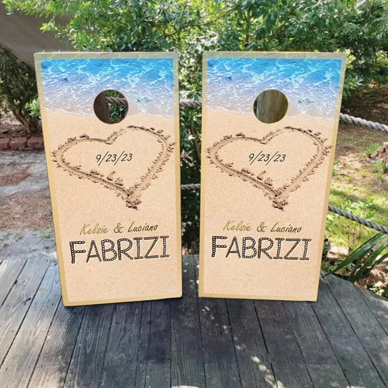 BEACH WEDDING CORNHOLE BOARDS / SET- DESIGN 4 / Set