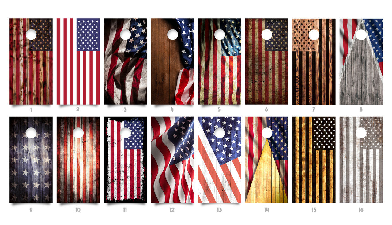 UNITED STATES FLAG DESIGNS - CHOOSE YOUR FLAG -  CORNHOLE BOARDS / SET/ Set