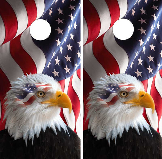 AMERICAN FLAG, EAGLE CORNHOLE BOARDS / SET- DESIGN 1 / Set