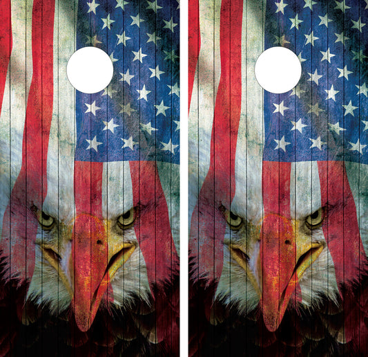 AMERICAN FLAG, EAGLE CORNHOLE BOARDS / SET- DESIGN 4 / Set