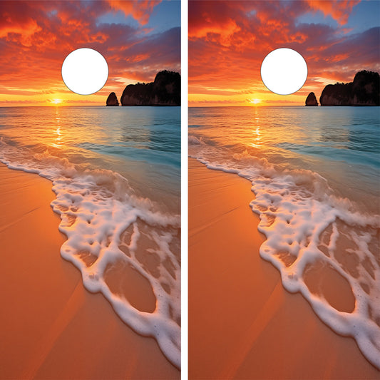 BEACH SUNSET CORNHOLE BOARD BOARDS / SET/ Set
