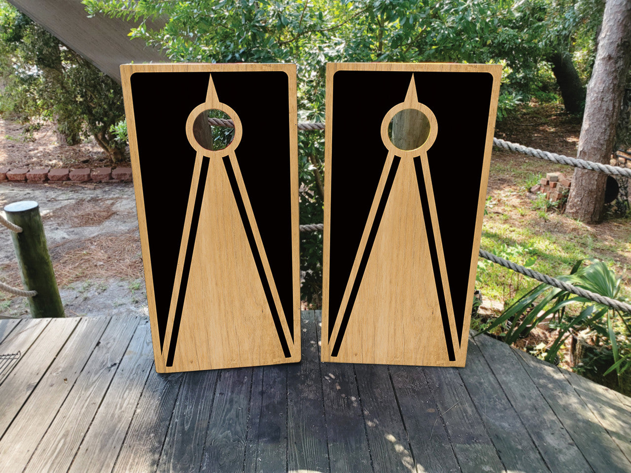 BLACK WOOD GRAIN CORNHOLE BOARDS / SET/ Set