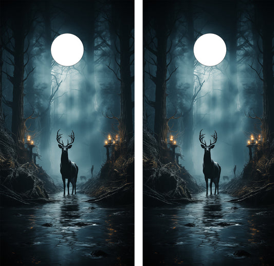 DEER IN THE WOODS CORNHOLE BOARDS / CORNHOLE SET- DESIGN 19 / Set