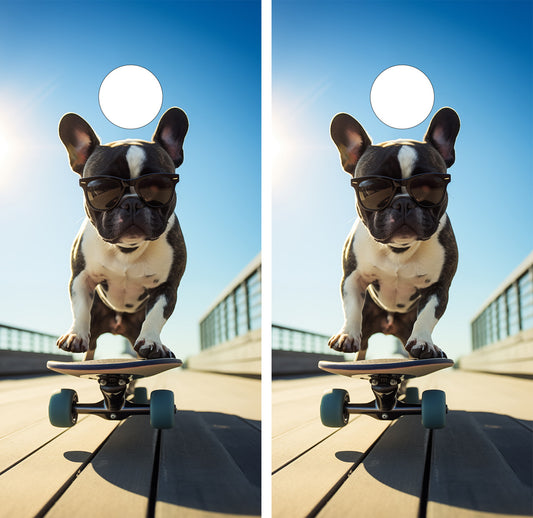 SKATEBOARDING DOG CORNHOLE BOARD BOARDS / SKIN / Set