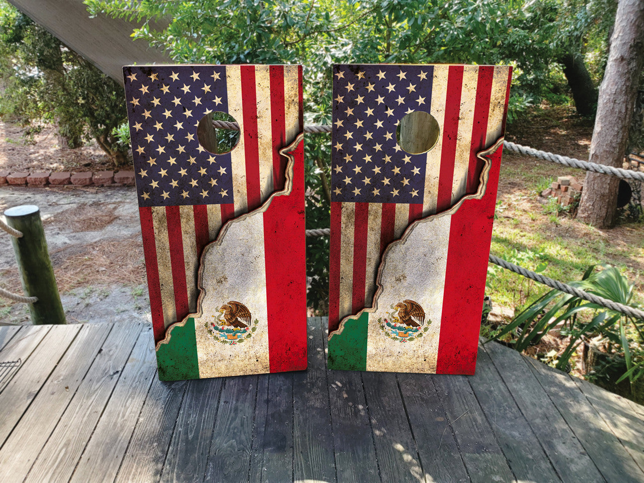 USA / AMERICAN FLAG AND NEW MEXICO FLAG CORNHOLE BOARDS / SET/ Set