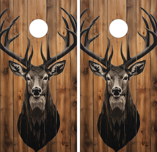 DEER WOOD GRAIN CORNHOLE BOARDS / CORNHOLE SET- DESIGN 17 / Set