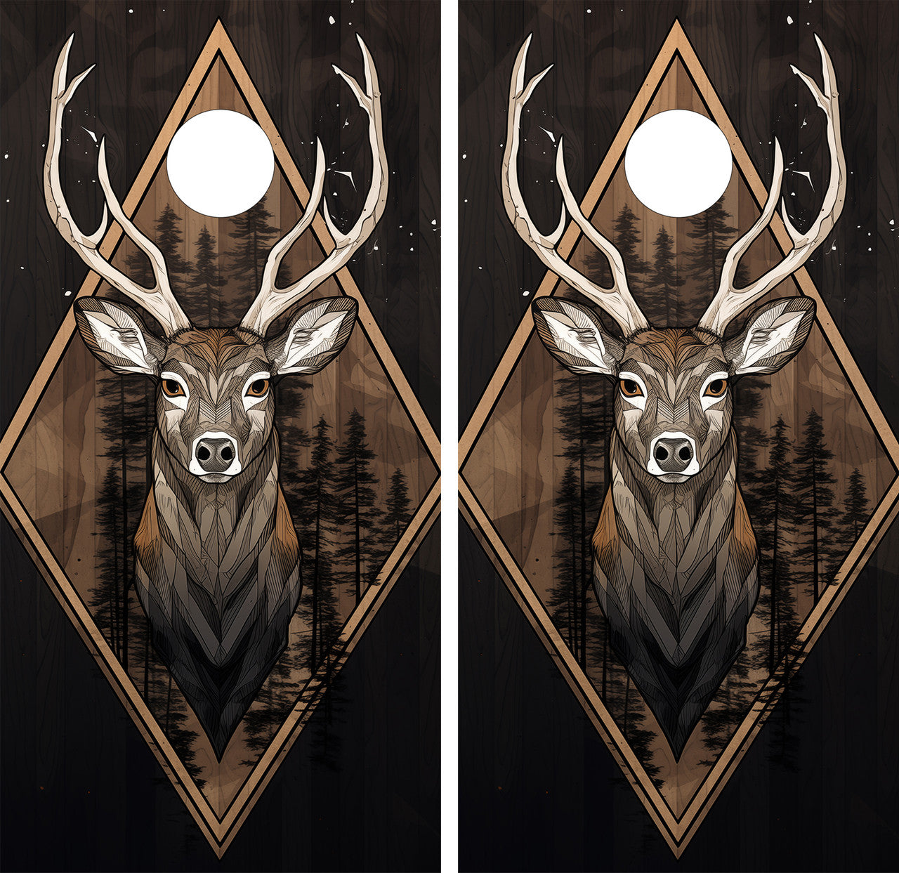 DEER WOOD GRAIN CORNHOLE BOARDS / CORNHOLE SET- DESIGN 18 / Set