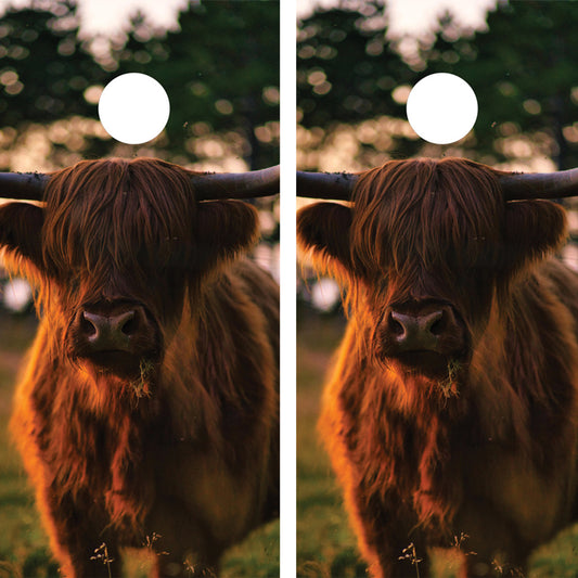 RUSTIC HIGHLAND COW CORNHOLE BOARDS / SET/ Set