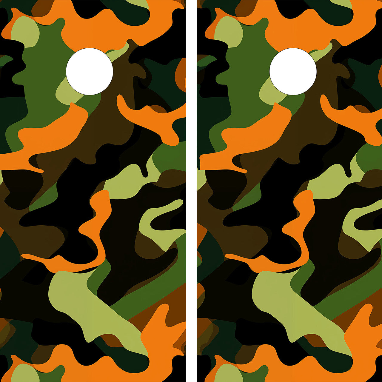 GREEN AND ORANGE CAMOUFLAGE CORNHOLE BOARDS / CORNHOLE SET- DESIGN 3 / Set