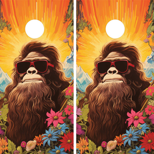 BIGFOOT AND WILDFLOWERS CORNHOLE BOARDS / SET/ Set